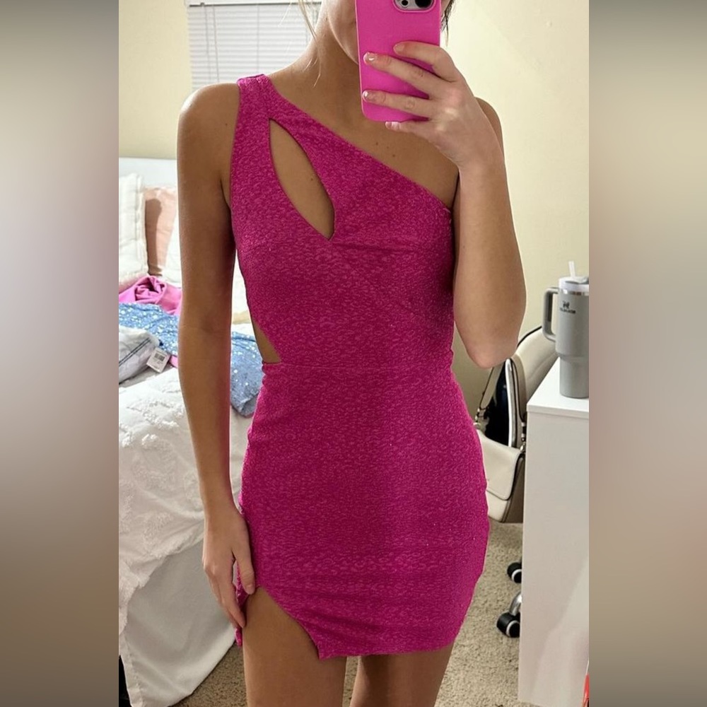 pink asymmetrical dress